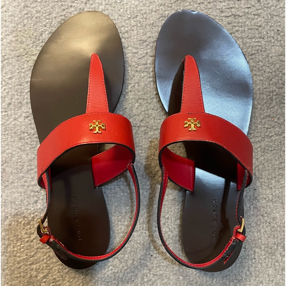 Tory Burch Red T-Strap Flat Sandal
